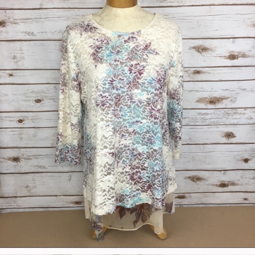Indigo Soul Floral Print Burnout Tunic Multi
